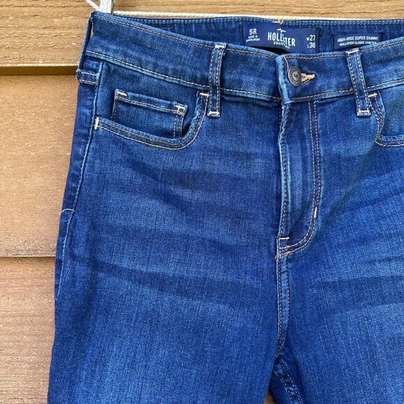 Hollister High-Rise Super Skinny Classic Stretch Distressed Blue Jeans Size 27 - Picture 8 of 15